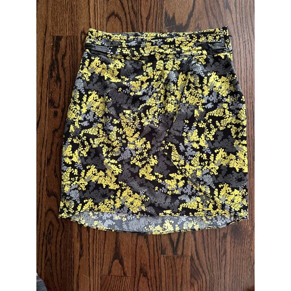 H&M Layered Tulip Skirt Yellow Black Spring Summer Fall Career Modern Casual - Picture 3 of 13